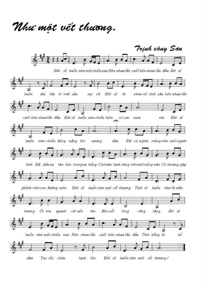 Như Một Vết Thương sheet