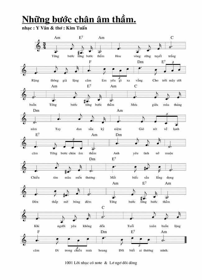 Những Bước Chân Âm Thầm sheet