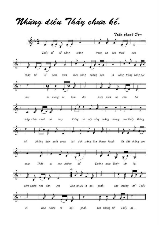 Những Điều Thầy Chưa Kể sheet