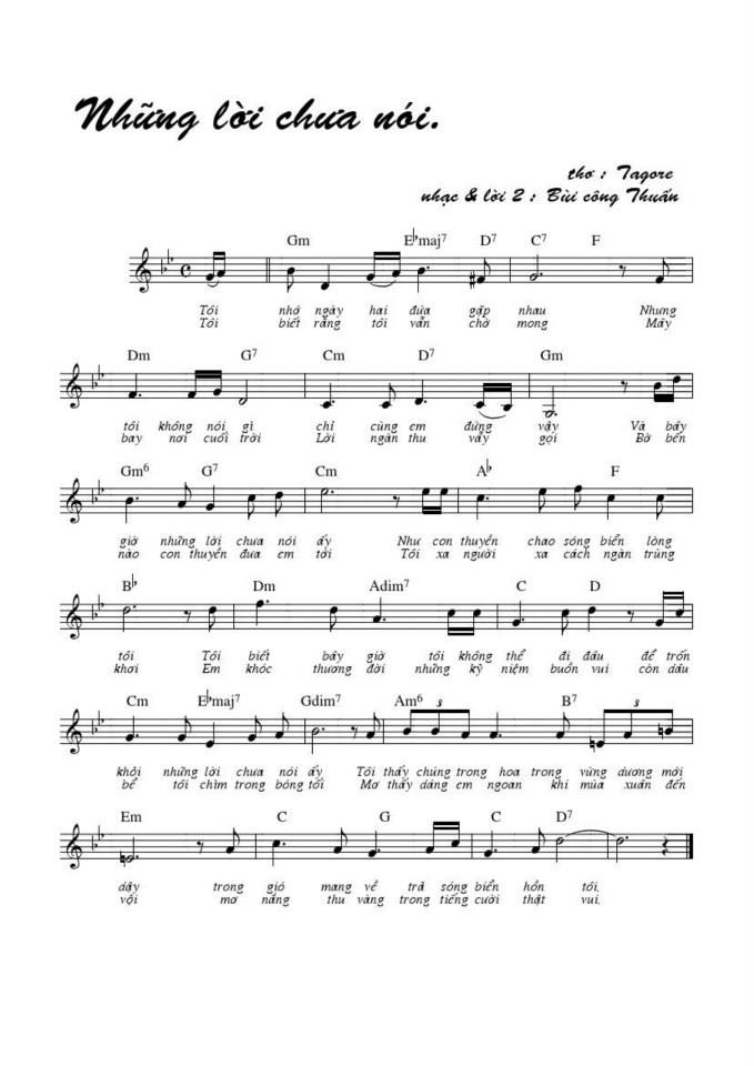 Những Lời Chưa Nói sheet