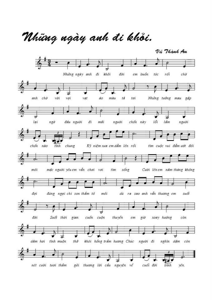 Những Ngày Anh Đi Khỏi sheet
