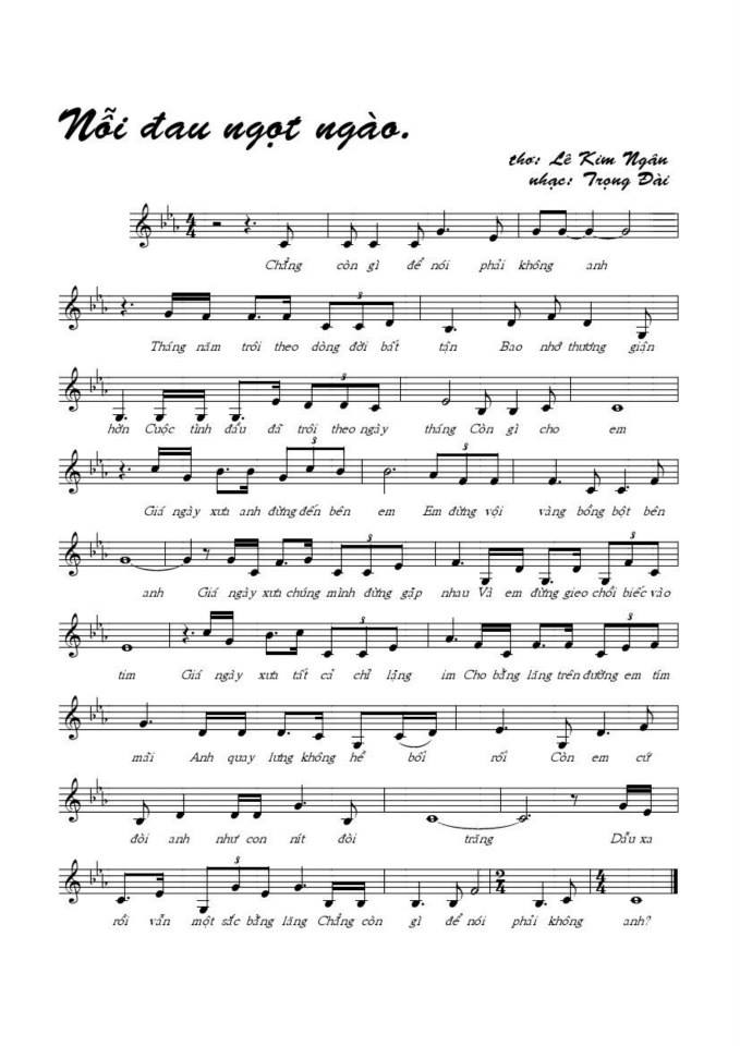 Nỗi Đau Ngọt Ngào sheet