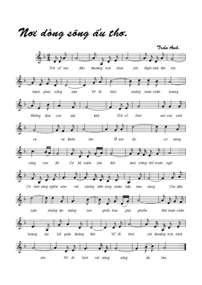 Nơi Dòng Sông Ấu Thơ sheet Nơi Dòng Sông Ấu Thơ sheet