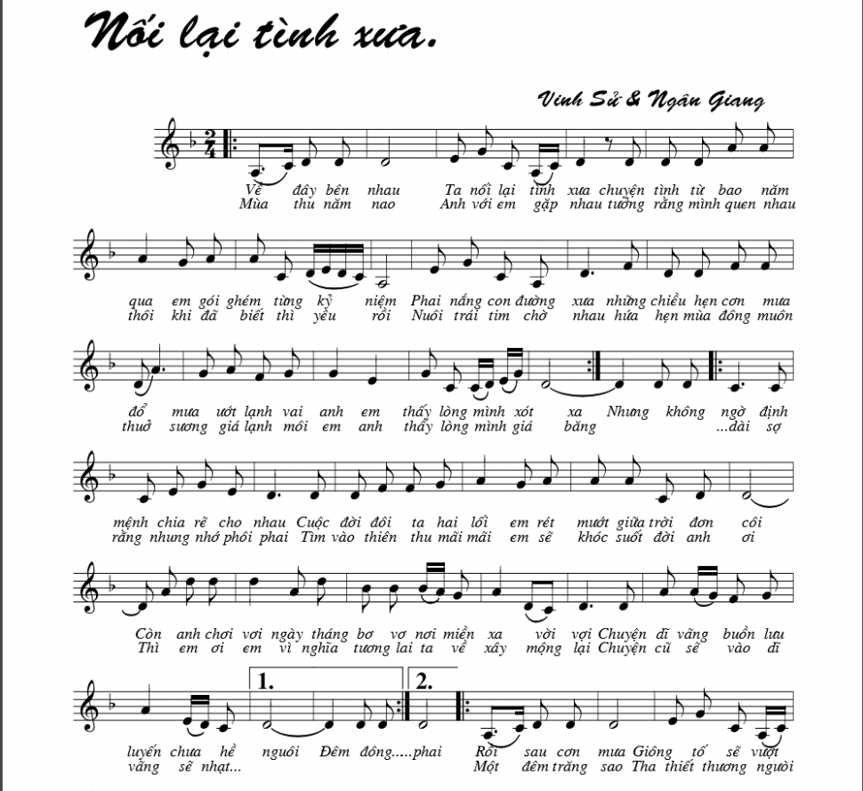 Nối Lại Tình Xưa sheet có lời 