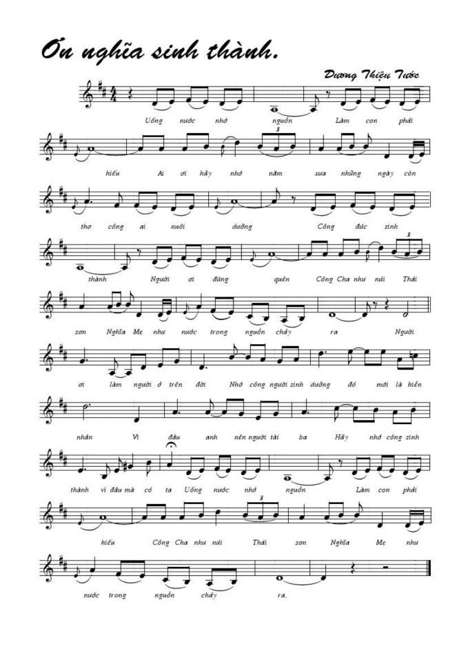 ơn Nghĩa Sinh Thành sheet