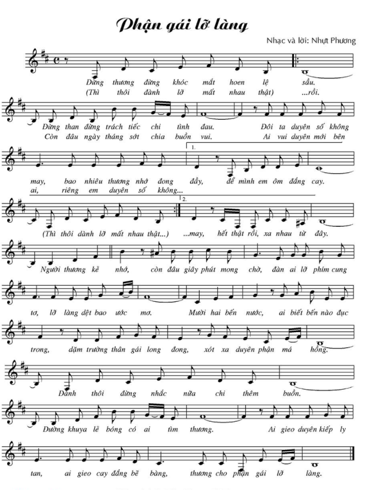 Phận Gái Lỡ Làng sheet