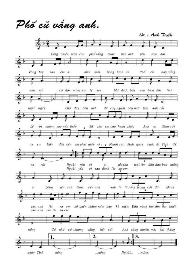 Phố Cũ Vắng Anh sheet