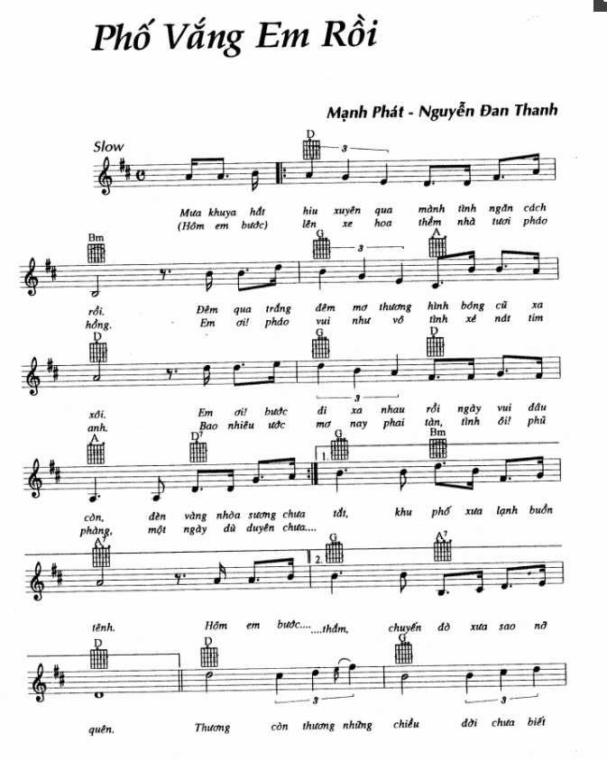 Phố Vắng Em Rồi sheet