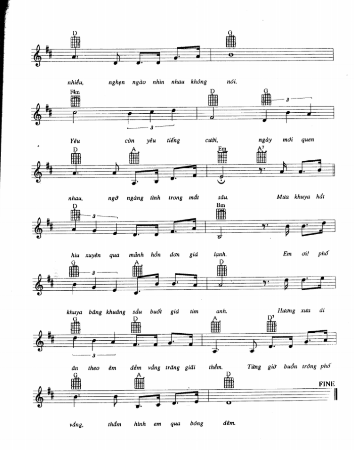 Phố Vắng Em Rồi sheet có lời 