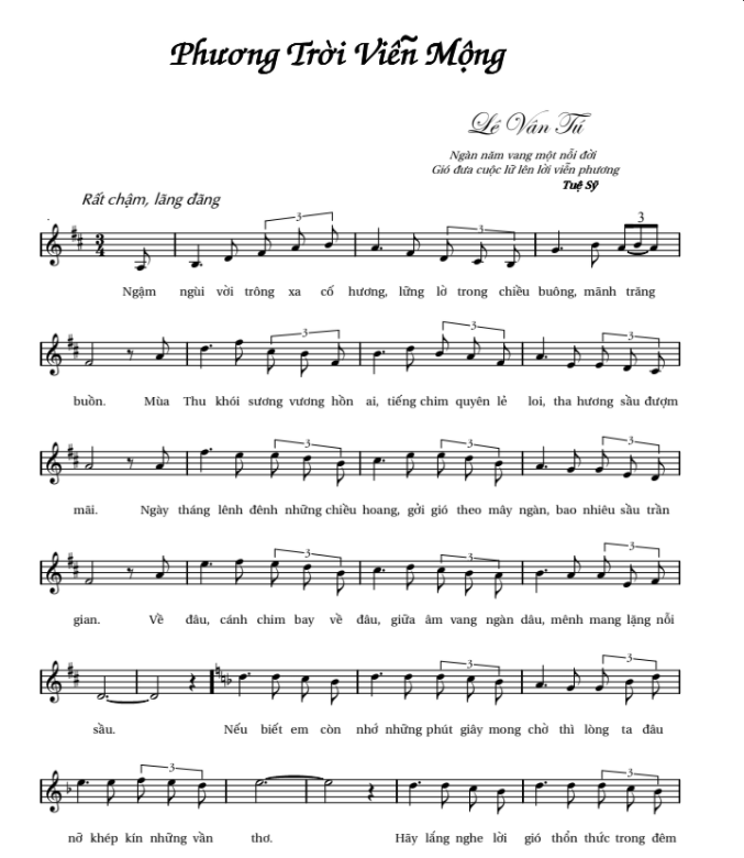 Phương Trời Viễn Mộng sheet