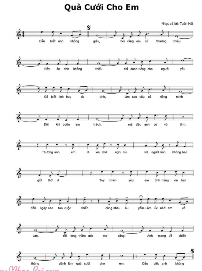 Quà Cưới Cho Em sheet