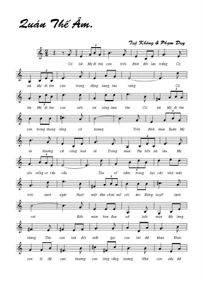 Quan Thế Âm sheet