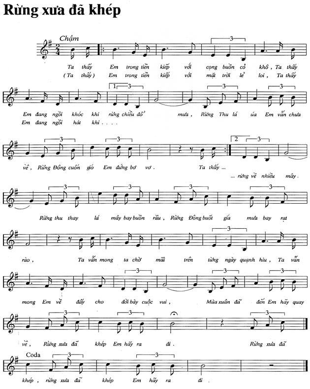Rừng Xưa Đã Khép sheet