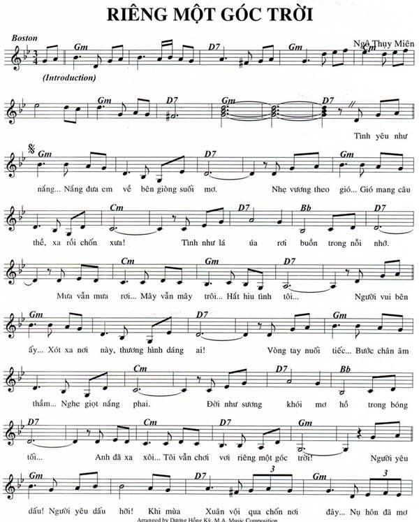 Riêng Một Góc Trời sheet