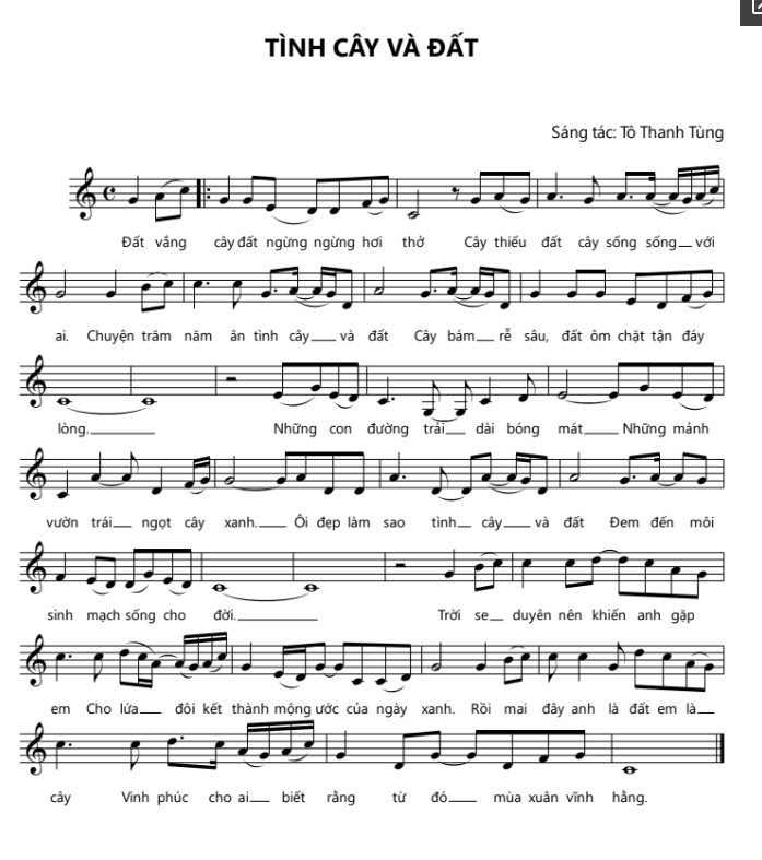 Tình Cây Và Đất sheet