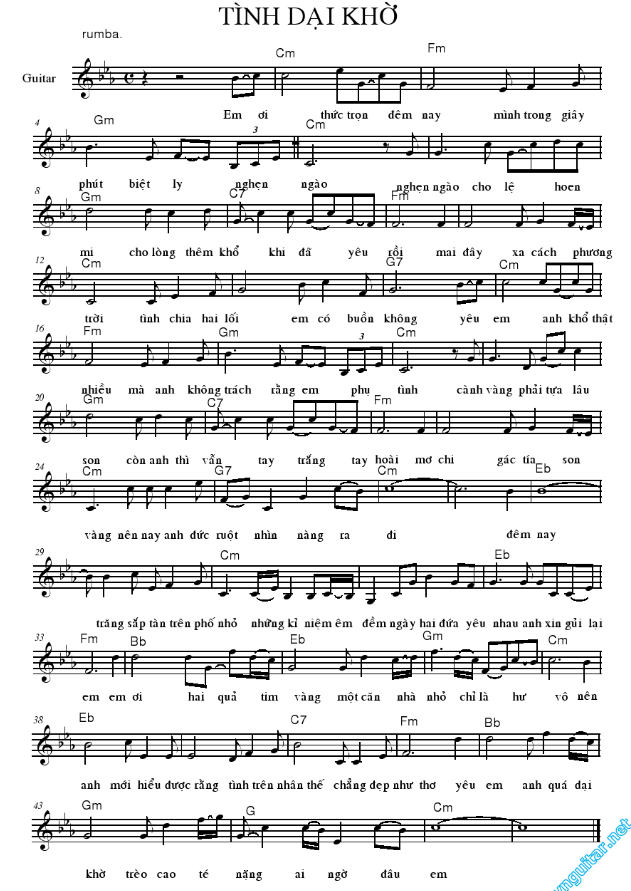 Tình Dại Khờ sheet