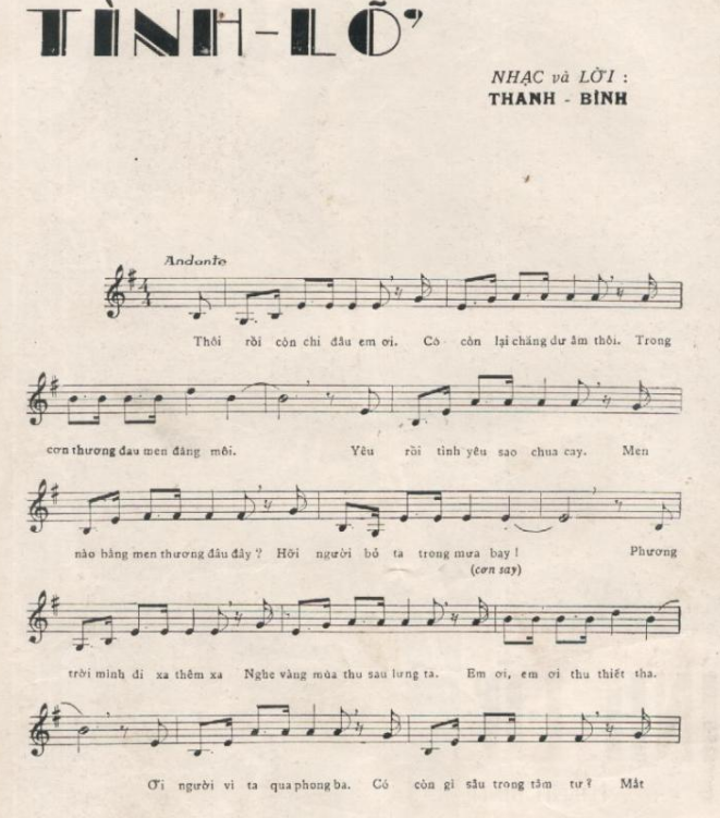 Tình Lỡ sheet Tình Lỡ sheet