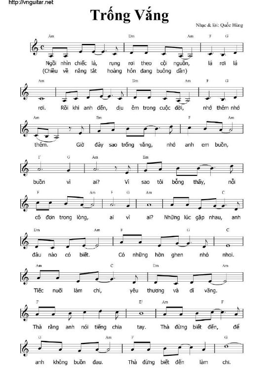 Trống Vắng sheet