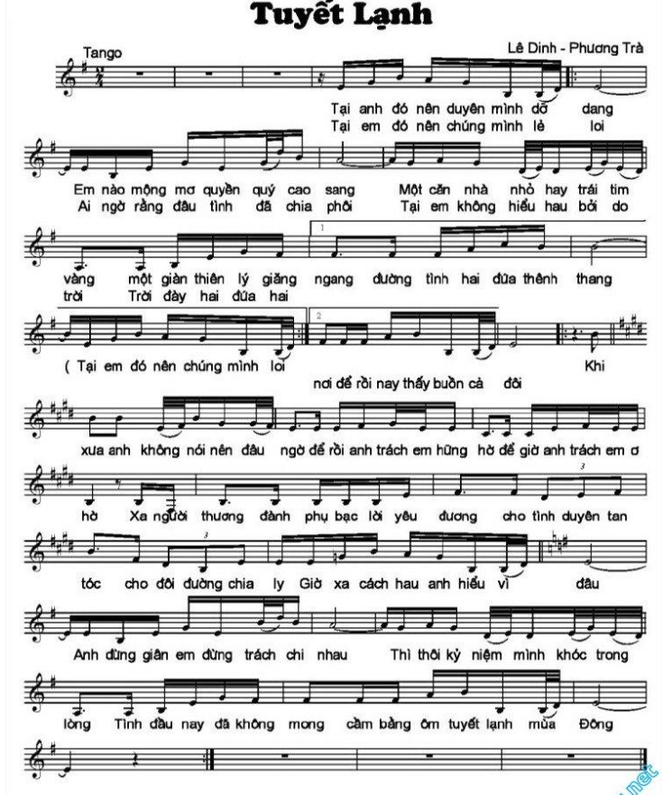 Tuyết Lạnh sheet