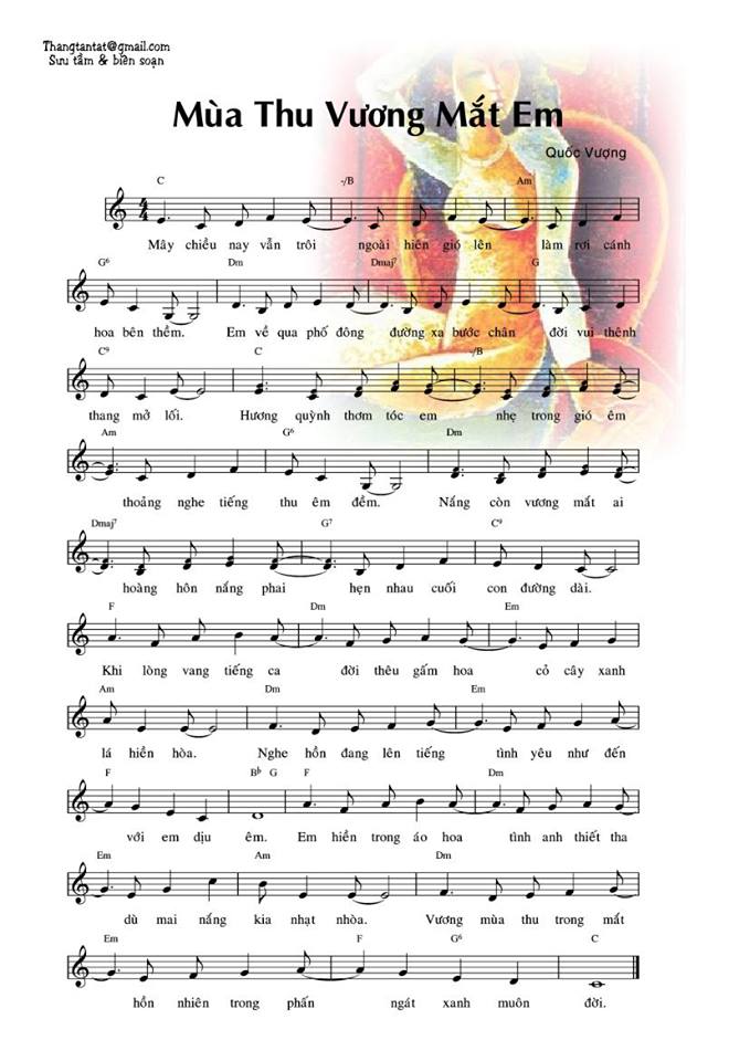 Mùa Thu Vương Mắt Em sheet