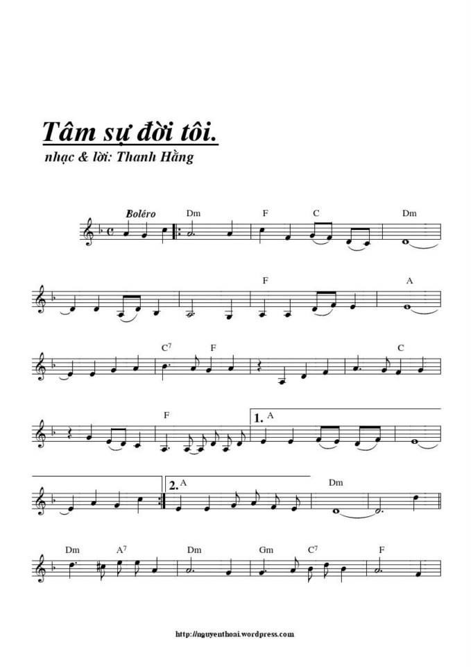 Tâm sự Đời Tôi sheet