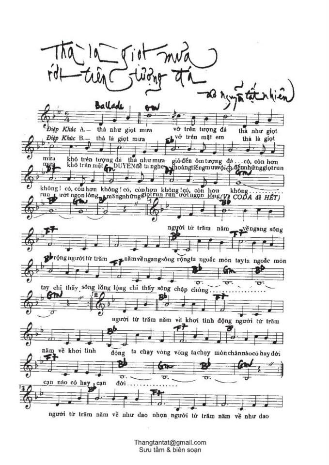 Thà Là Giọt Mưa Rơi Trên Tượng Đá sheet