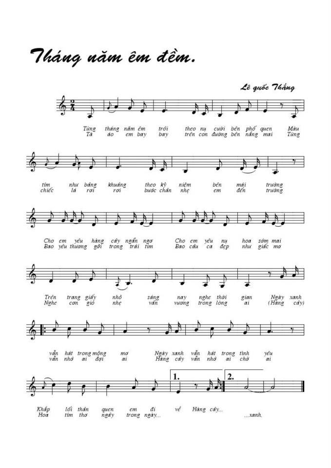 Tháng Năm Êm Đềm sheet