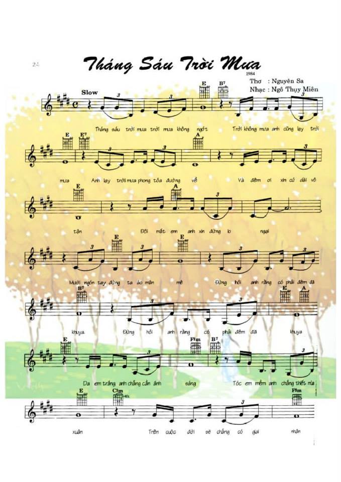 Tháng Sáu Trời Mưa sheet