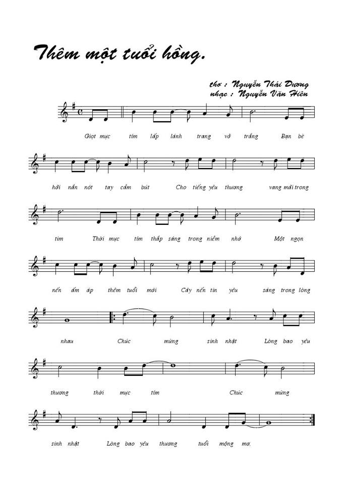 Thêm Một Tuổi Hồng sheet