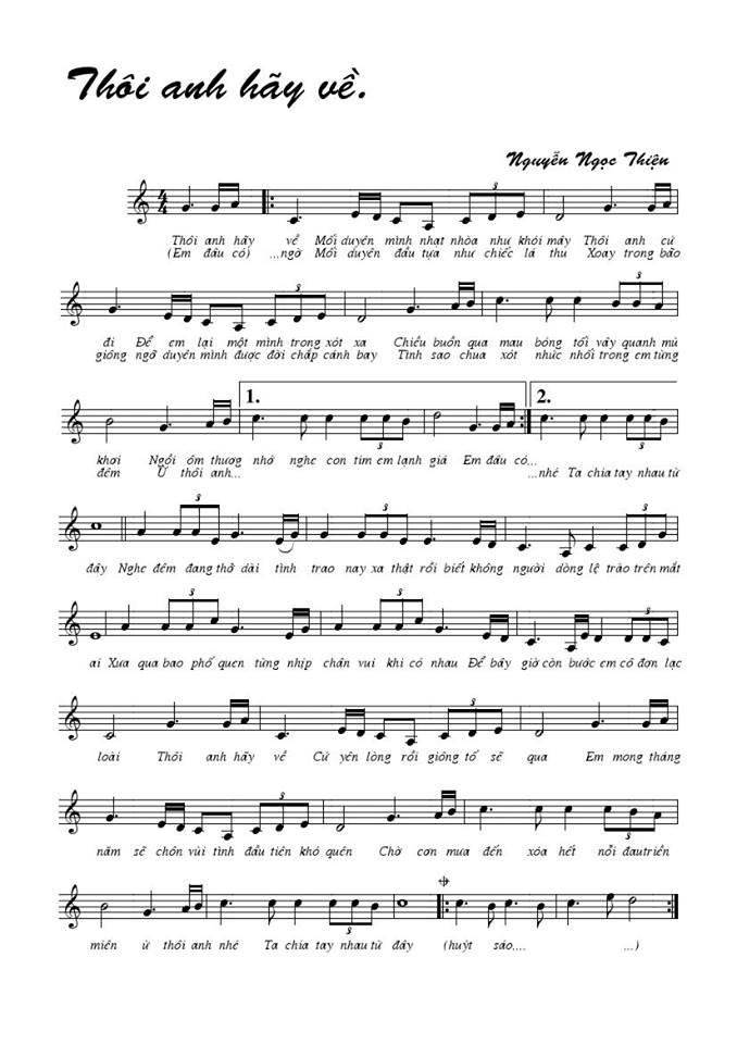 Thôi Anh Hãy Về sheet