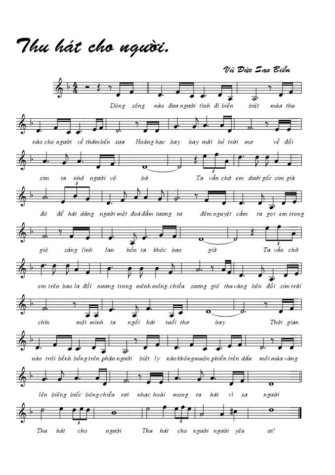 Thu Hát Cho Người sheet