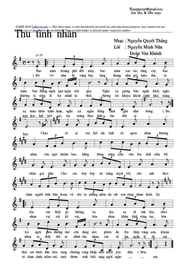 Thư Tình Nhân sheet
