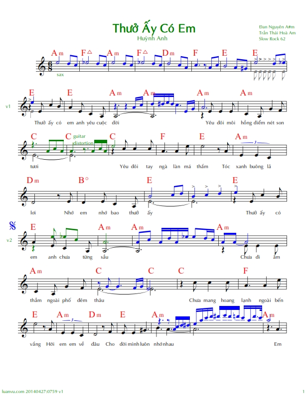 Thuở Ấy Có Em sheet Thuở Ấy Có Em sheet