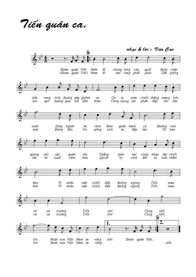 Tiến Quân Ca sheet Tiến Quân Ca sheet