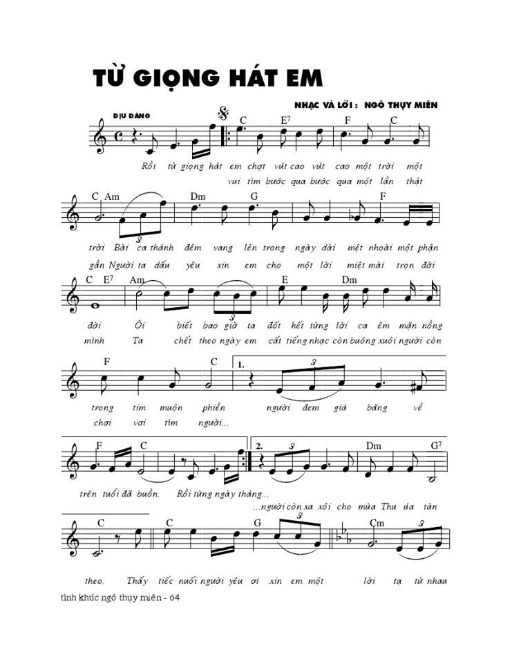 Từ Giọng Hát Em sheet Từ Giọng Hát Em sheet