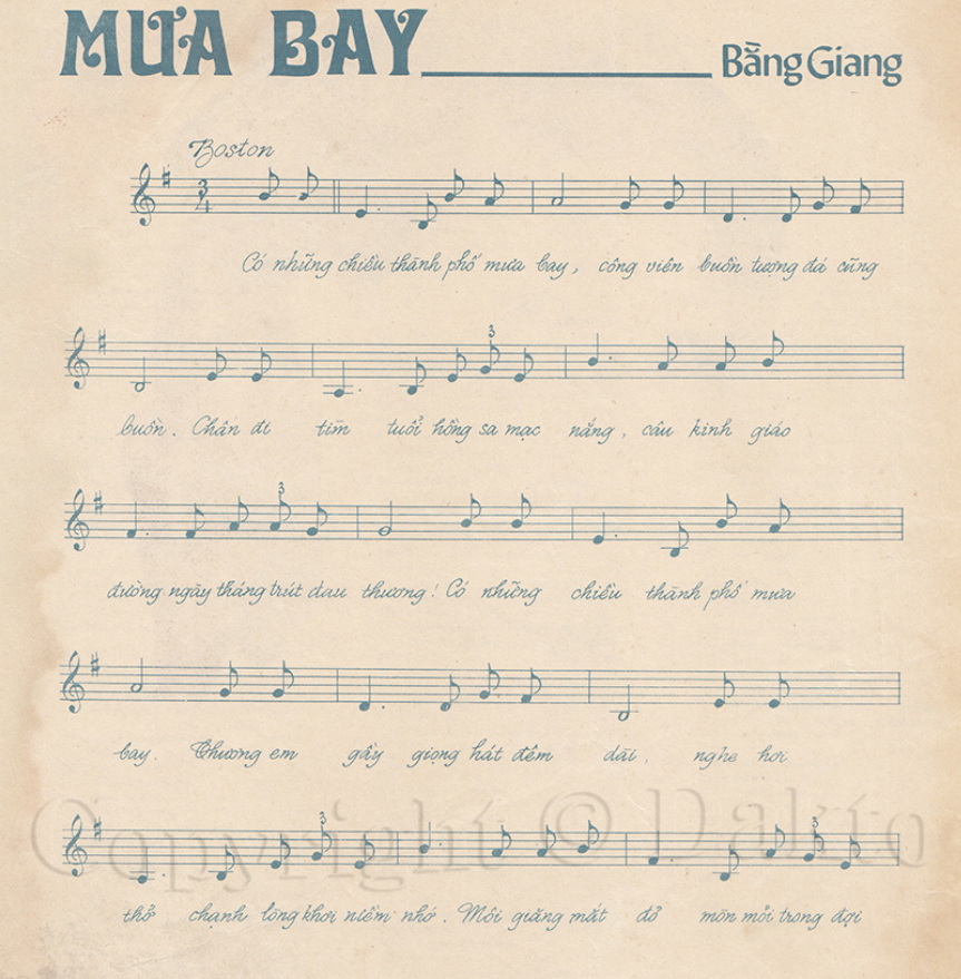 Mưa Bay sheet