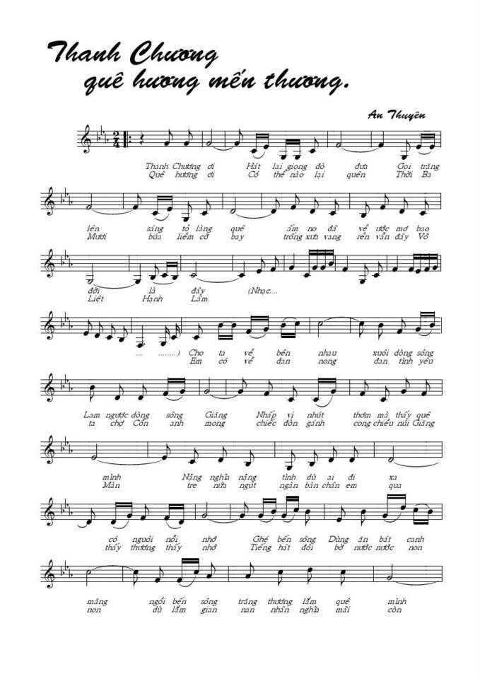 Thanh Chương Quê Hương Mến Thương sheet