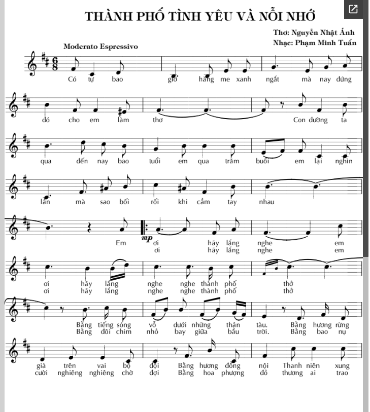 Thành Phố Tình Yêu Và Nỗi Nhớ sheet