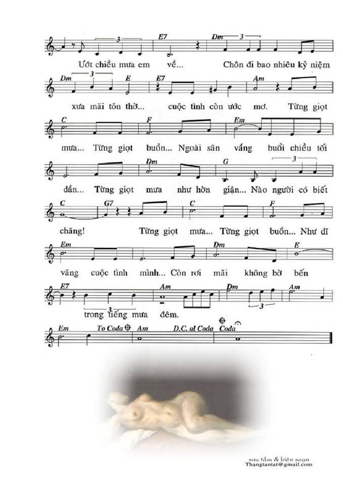 Tiếng Mưa Đêm sheet có lời 