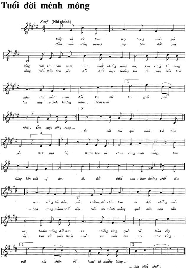 Tuổi Đời Mênh Mông sheet