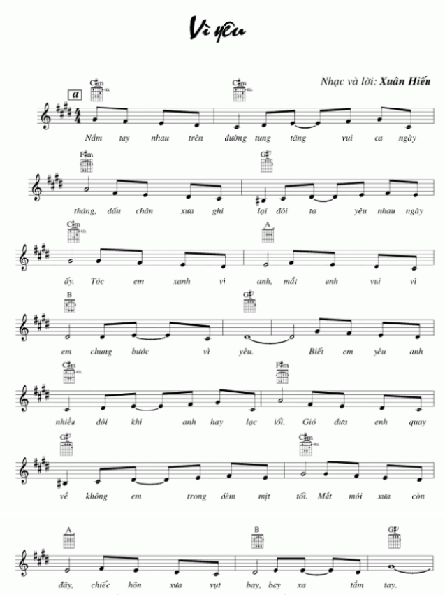 Vì Yêu sheet