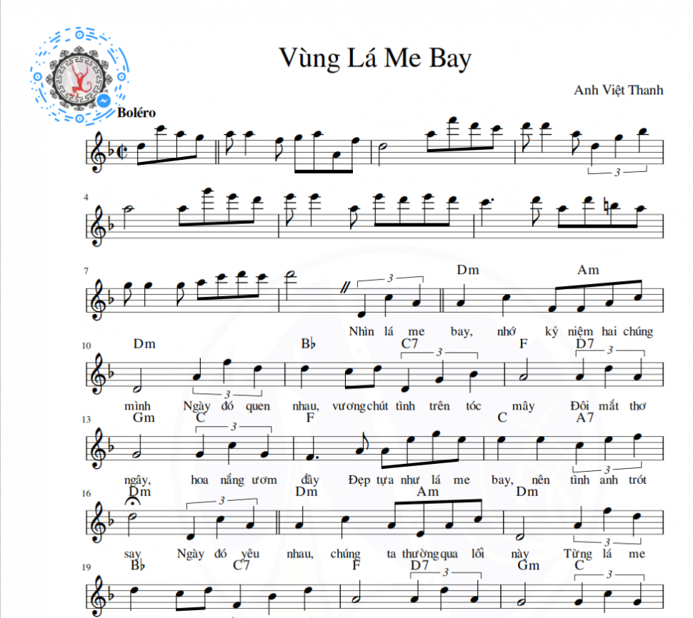 Vùng Lá Me Bay sheet