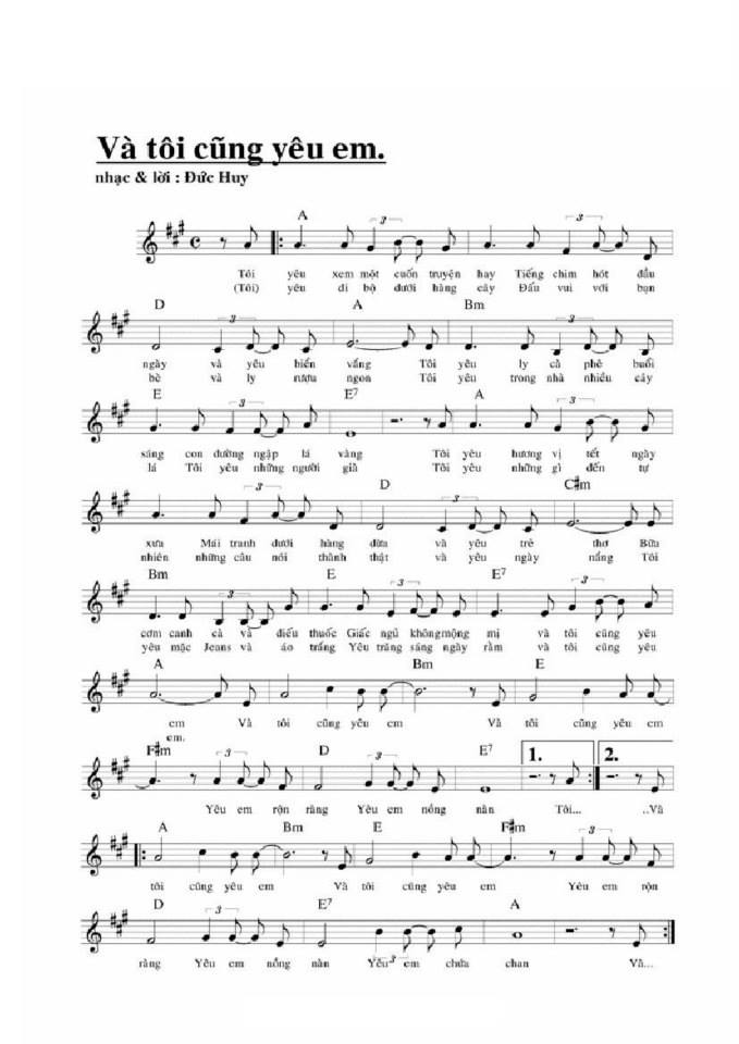 Và Tôi Cũng Yêu Em sheet
