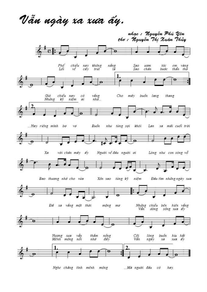 Vãn Ngày xa Xưa sheet