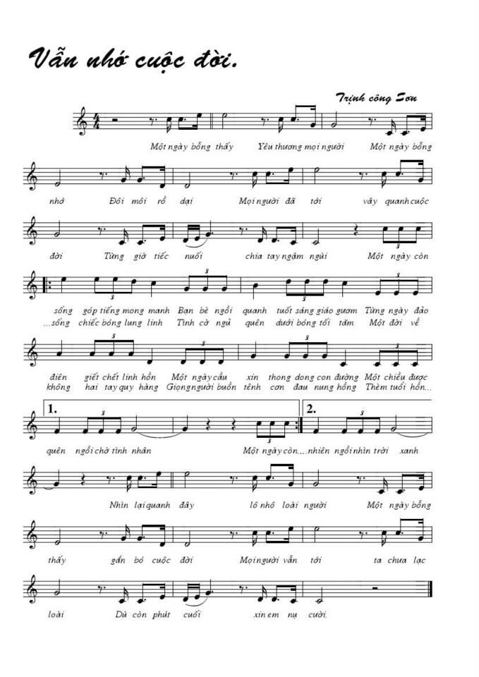 Vẫn Nhớ Cuộc Đời sheet