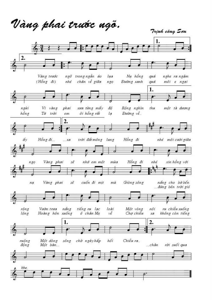 Vàng Phai Trước Ngõ sheet