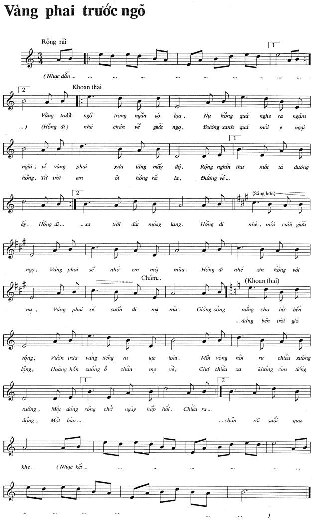 Vàng Phai Trước Ngx sheet