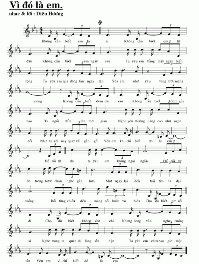 Vì Đó Là Em sheet