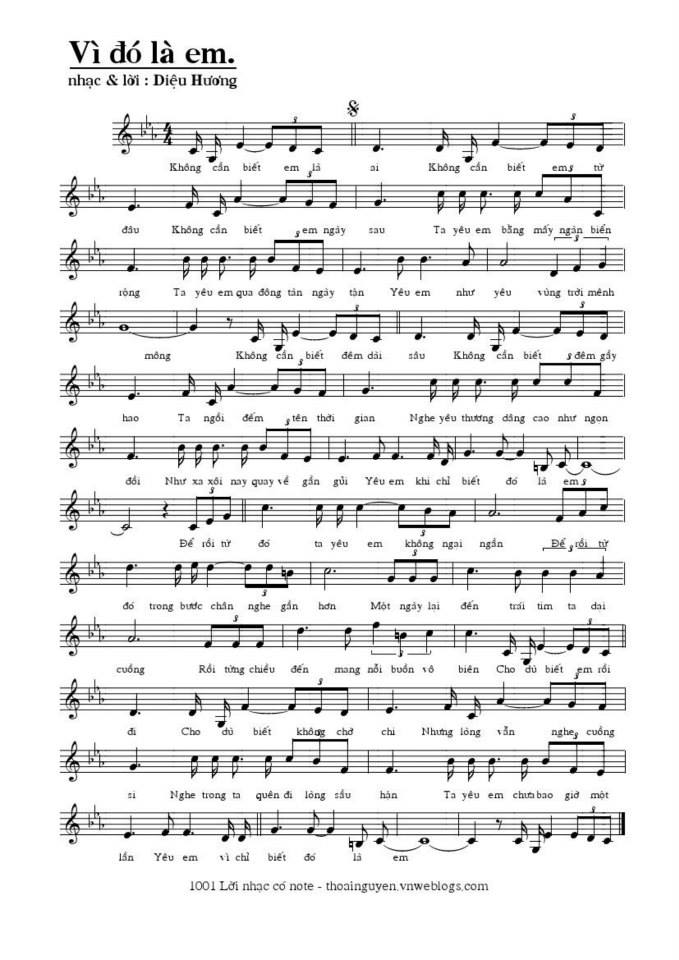 Vì Đó Là Em sheet