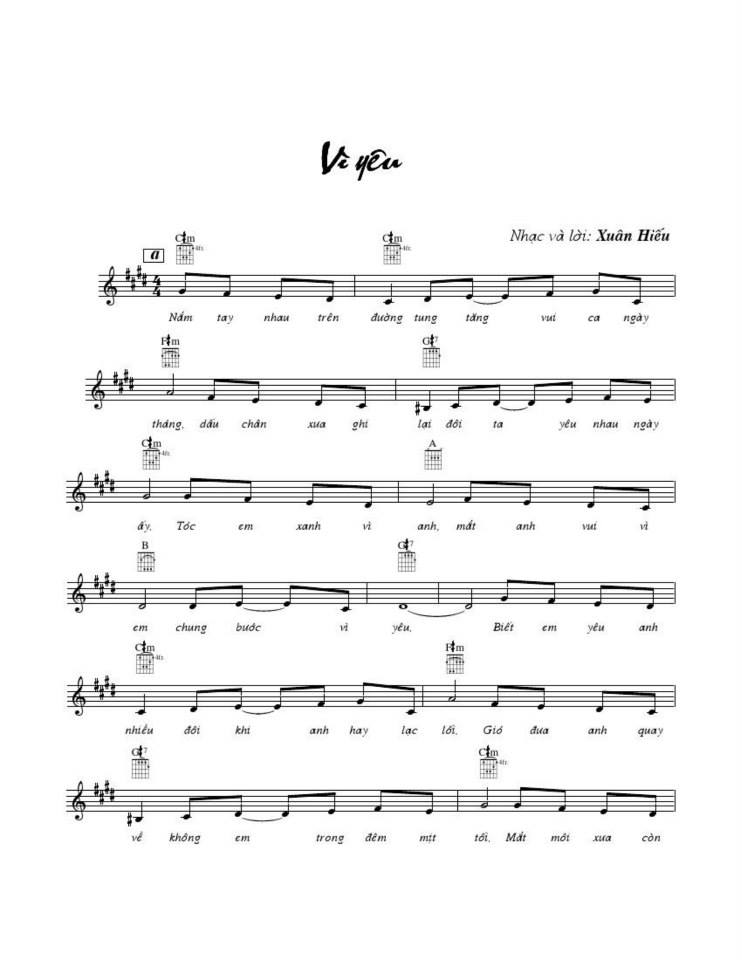 Vì Yêu sheet